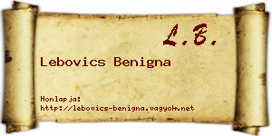 Lebovics Benigna névjegykártya