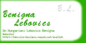 benigna lebovics business card